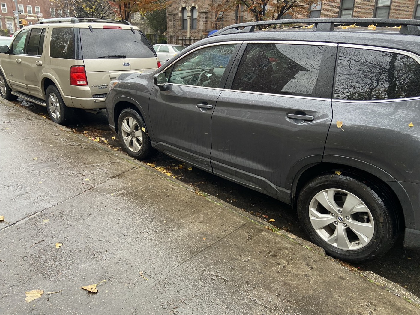 Grey 2021 Subaru Ascent parked on a city street