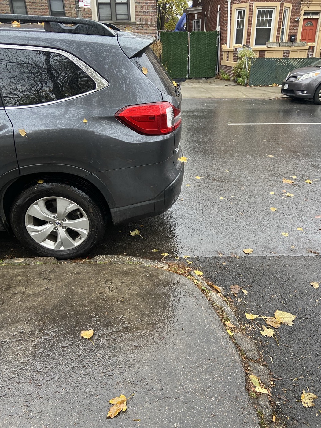 Grey 2021 Subaru Ascent at a car wash bay
